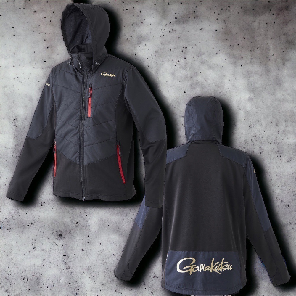 中壢鴻海釣具《gamakatsu》GM-3716 黑色保暖連帽外套-細節圖5