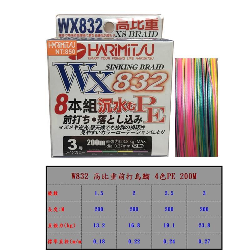 (鴻海釣具企業社)《HARiMitsu》WX832高比重前打烏鰡4色PE200M (尺寸內詳) W832-細節圖2