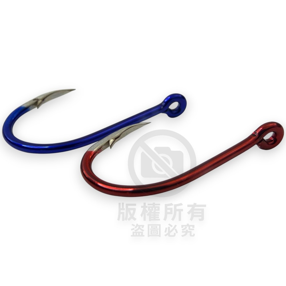 中壢紅海釣具【KONA】月牙管付千又X-藍+紅 管付チヌ雙色鈎 磯釣鉤 黑鯛鈎 海釣 魚鈎 磯奴勾-細節圖4