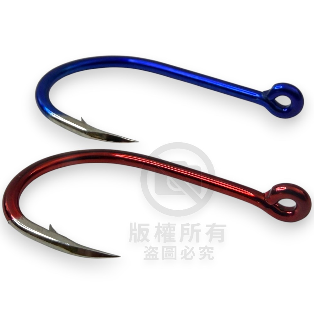 中壢紅海釣具【KONA】月牙管付千又X-藍+紅 管付チヌ雙色鈎 磯釣鉤 黑鯛鈎 海釣 魚鈎 磯奴勾-細節圖5