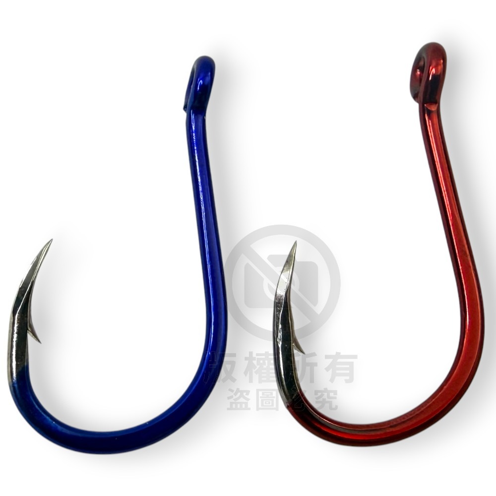中壢紅海釣具【KONA】月牙管付千又X 紅色 藍色 單色鉤 管付チヌ 磯釣鉤 黑鯛鈎 海釣 魚鈎 磯奴勾-細節圖2