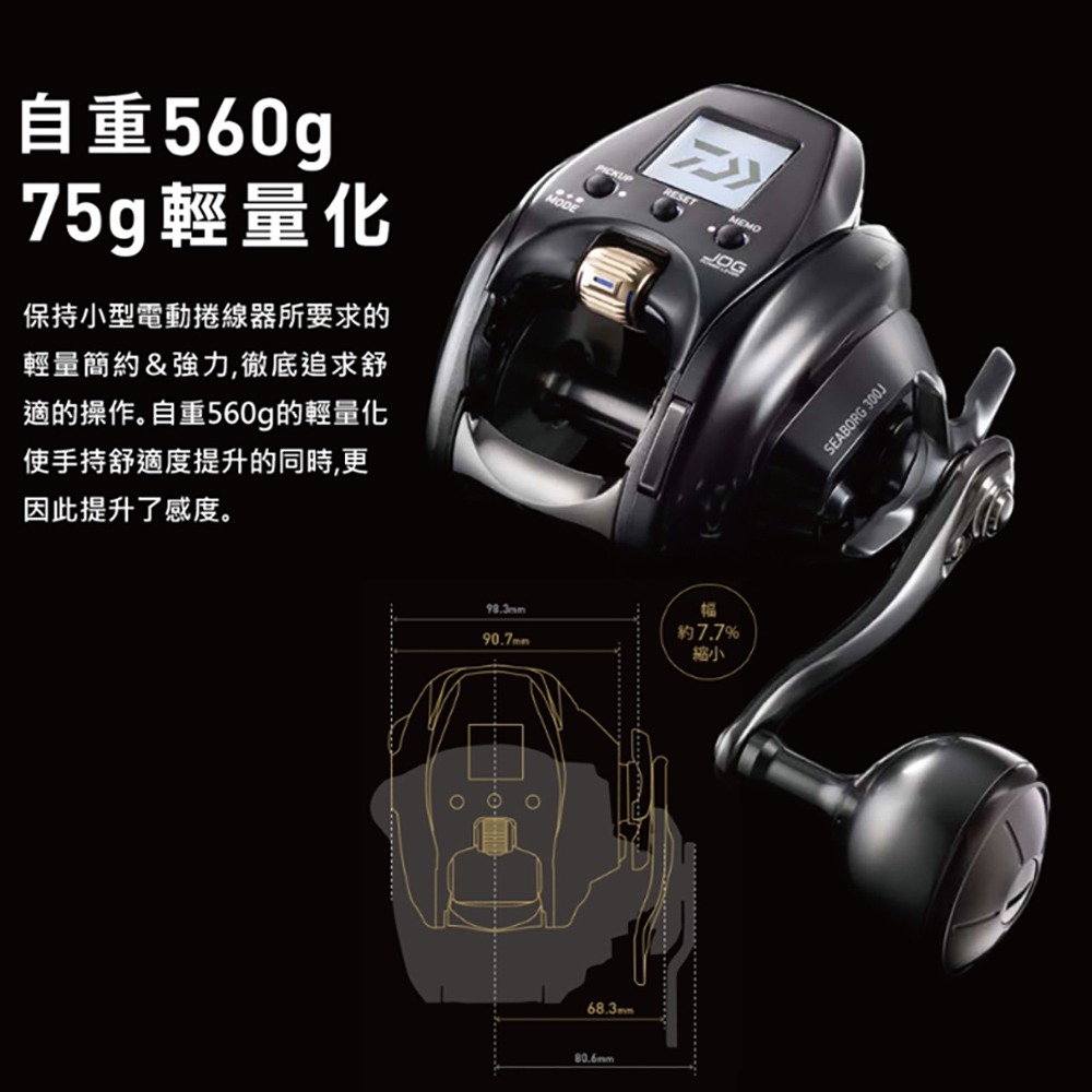 中壢紅海釣具【DAIWA】SEABORG 300J/300JL電捲 船釣 小搞搞 電動捲線器 (21年款)-細節圖5
