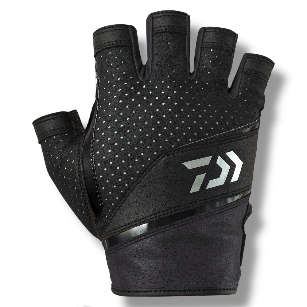 紅海釣具企業社【DAIWA】 DG-2325 黑色/紅色 仿皮露五指手套 [25年款] 釣魚手套-細節圖2