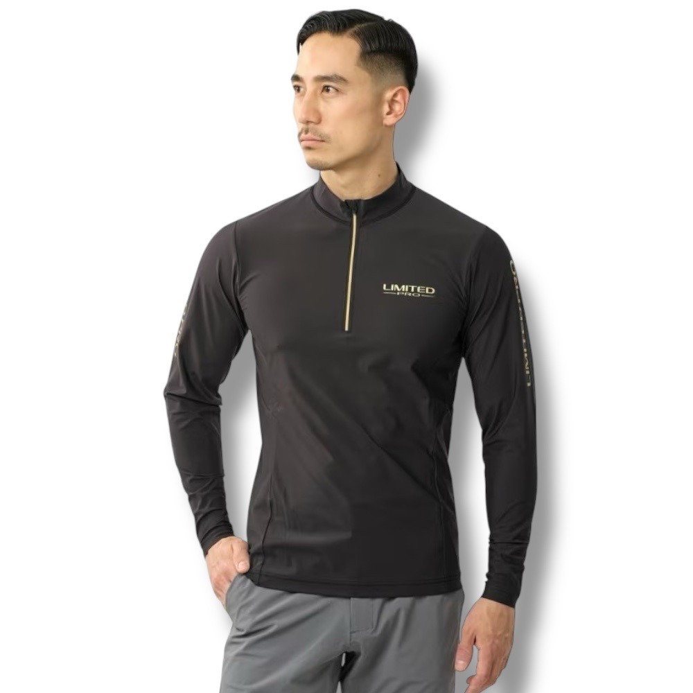 【紅海釣具企業社】SHIMANO SH-160Y LIMITED RPO 黑色防水半拉鍊長袖釣魚衫(25年春夏款)-細節圖2