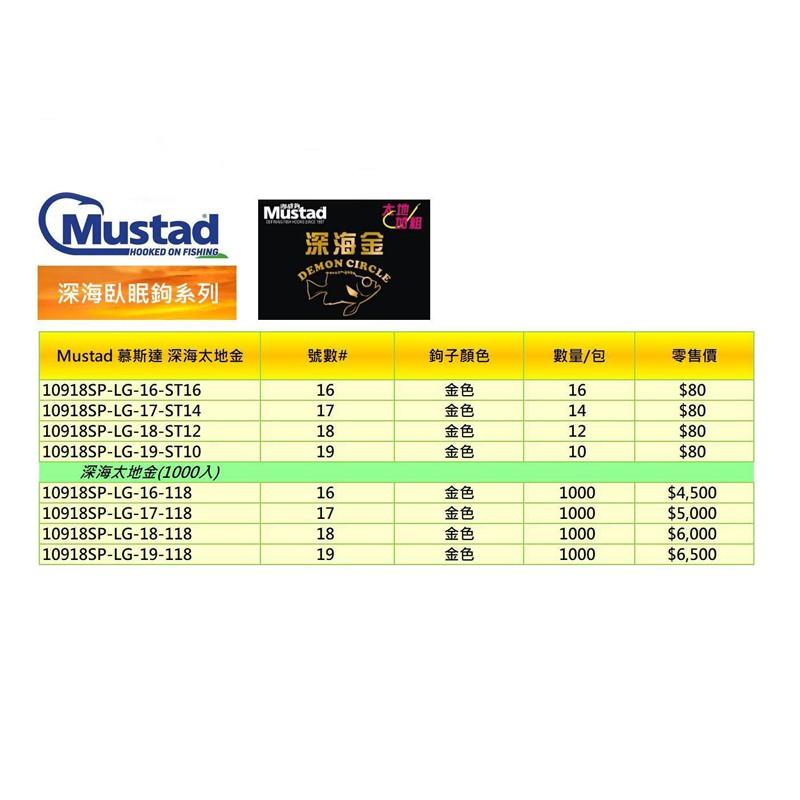 鴻海釣具企業社 《Mustad》 慕斯達 深海太地金 深海鉤  挪威鉤 臥眠鉤 金鉤 魚鉤-細節圖7