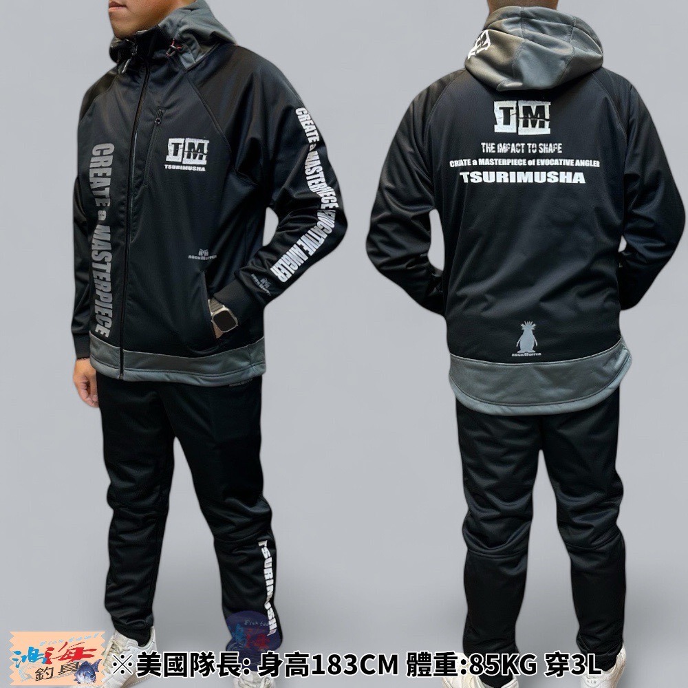 中壢鴻海釣具【TSuriMusha】 釣武者 23年款 黑色防風保暖休閒套裝-細節圖5