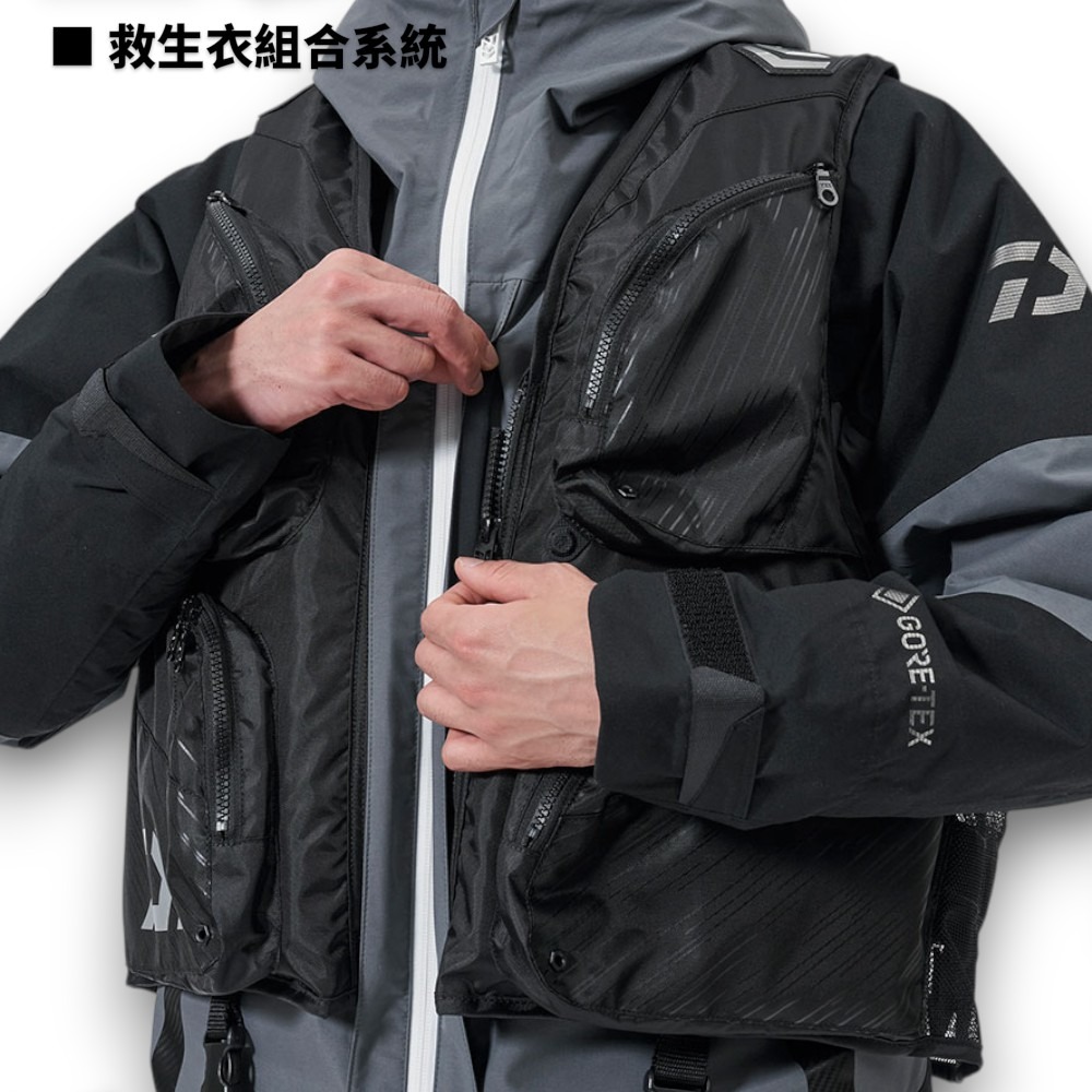 中壢紅海釣具【DAIWA】 DW-1825 GORE-TEX COMBI-UP 黑色冬季保暖釣魚套裝 (25年秋冬款)-細節圖6