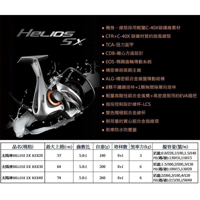 (鴻海釣具企業社)《okuma》捲線器-太陽神HELIOSSX銀黑8+1BB (尺寸 內詳)-細節圖3