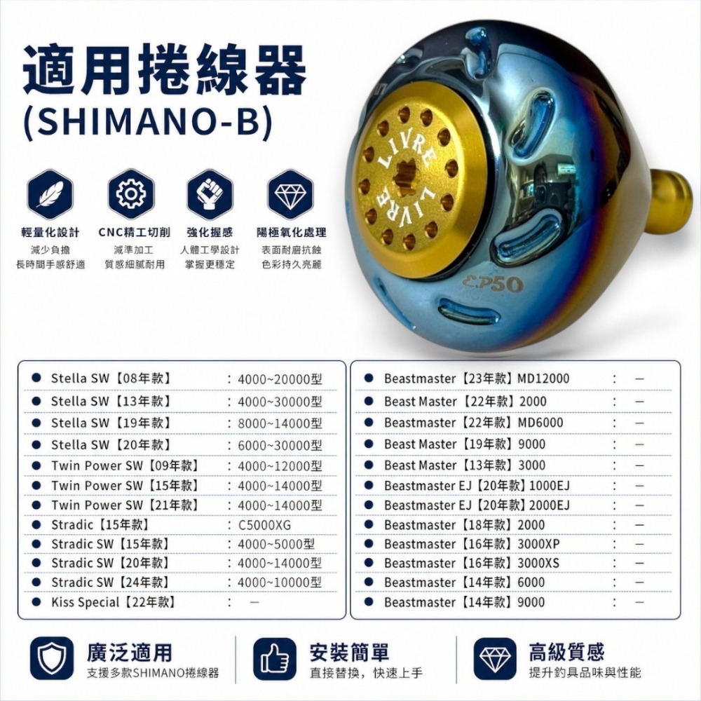 中壢紅海釣具【LIVRE】日本改裝握丸 EP50 大物捲線器 電動捲線器 手把改裝 捲線器改裝握丸-規格圖10