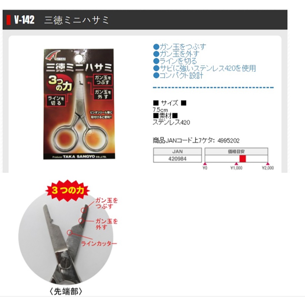紅海釣具企業社 【TAKA】V-142 SAMGYO  三用 咬鉛夾 咬鉛鉗 剪刀 V-142-細節圖8