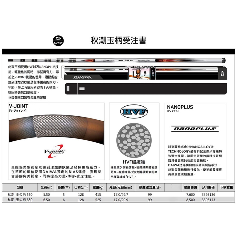 中壢紅海釣具【DAIWA】秋潮 磯玉柄 550/650 磯撈柄-細節圖9