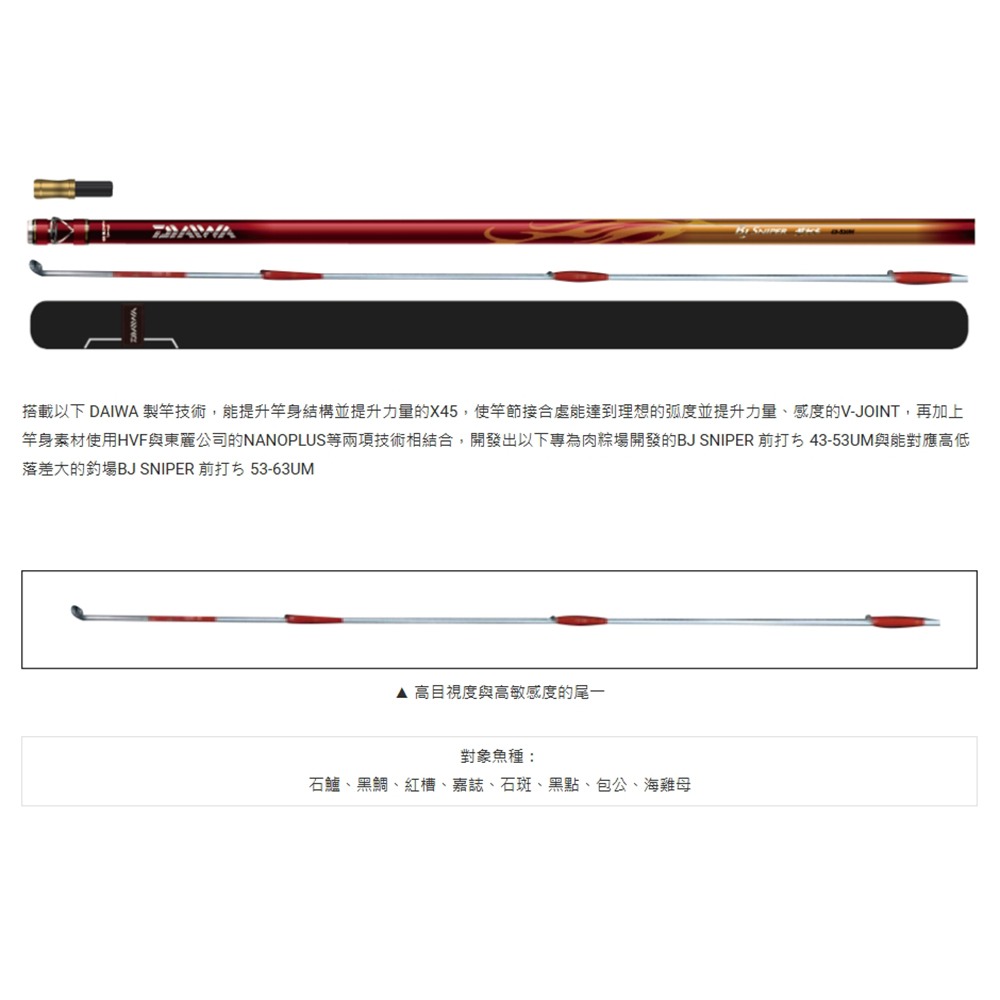紅海釣具企業社【DAIWA】 BJ SNIPER 前打  前打竿(免運費)-細節圖7
