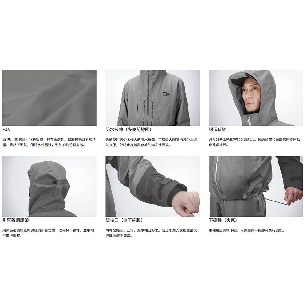 中壢紅海釣具【DAIWA】DW-6023 藍色海膠船釣防水釣魚套裝 防污、柔韌、防水 雨衣-細節圖5