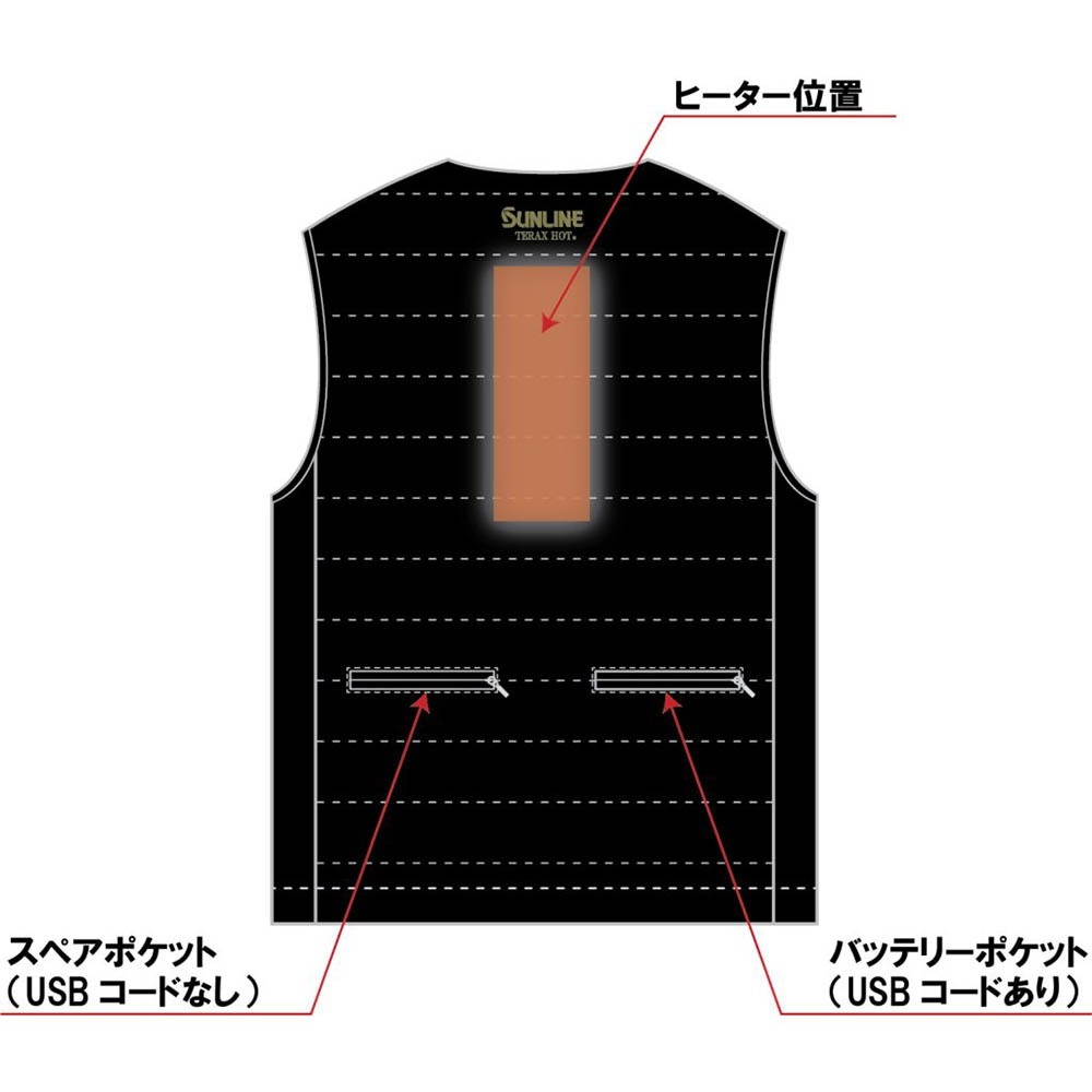 鴻海釣具企業社《SUNLINE》SUW-01301 黑金色加熱背心 23年秋磯款-細節圖7