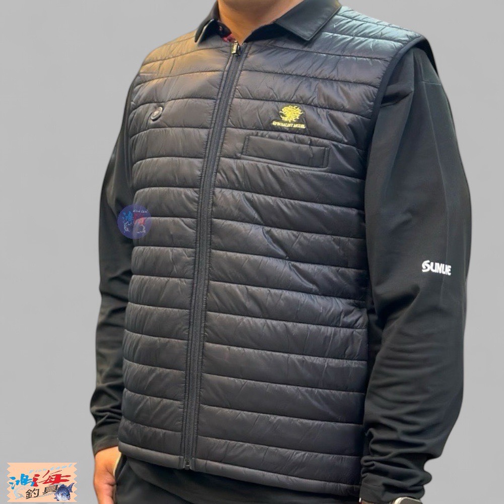 鴻海釣具企業社【SUNLINE】SUW-01301 黑金色/黑紅色 刺繡LOGO 加熱背心 23年秋磯款-細節圖6