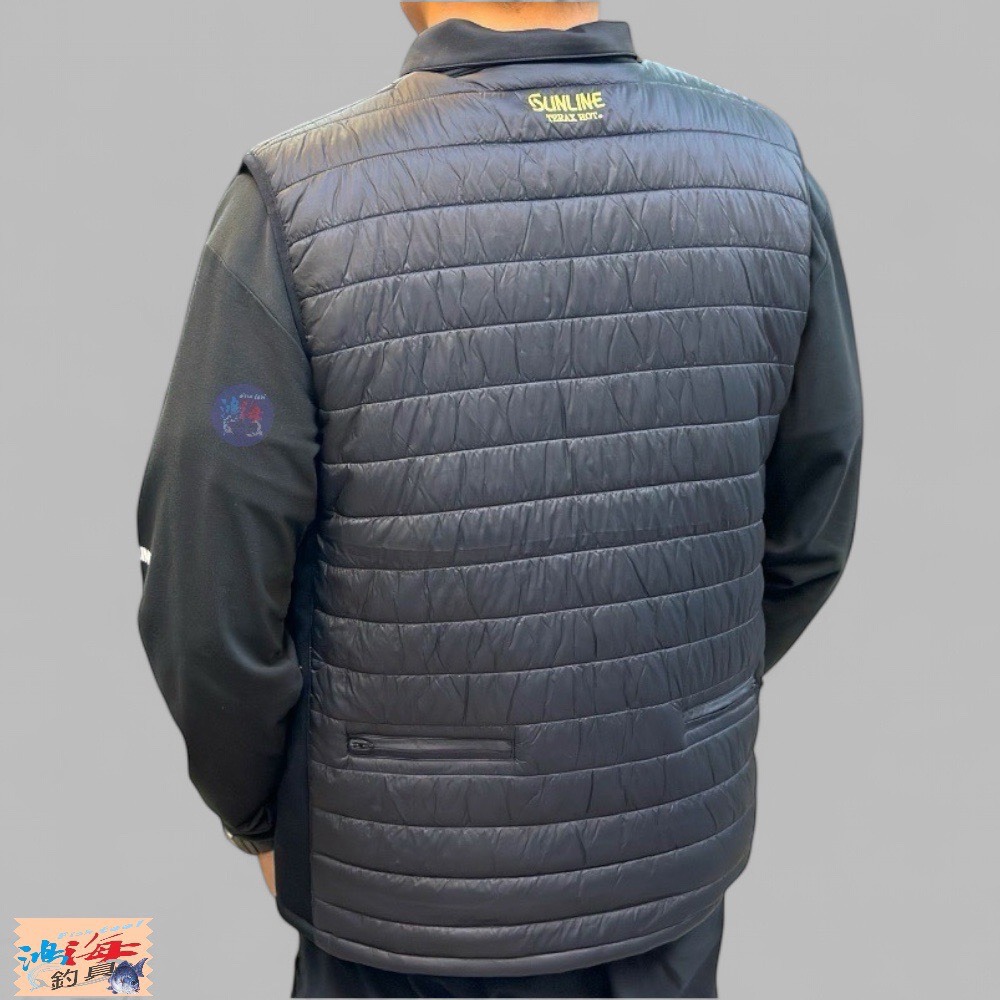 鴻海釣具企業社【SUNLINE】SUW-01301 黑金色/黑紅色 刺繡LOGO 加熱背心 23年秋磯款-細節圖7