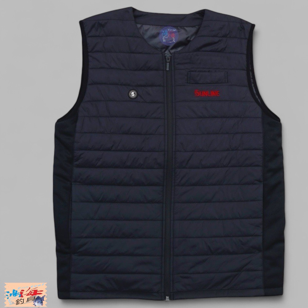鴻海釣具企業社【SUNLINE】SUW-01301 黑金色/黑紅色 刺繡LOGO 加熱背心 23年秋磯款-規格圖9