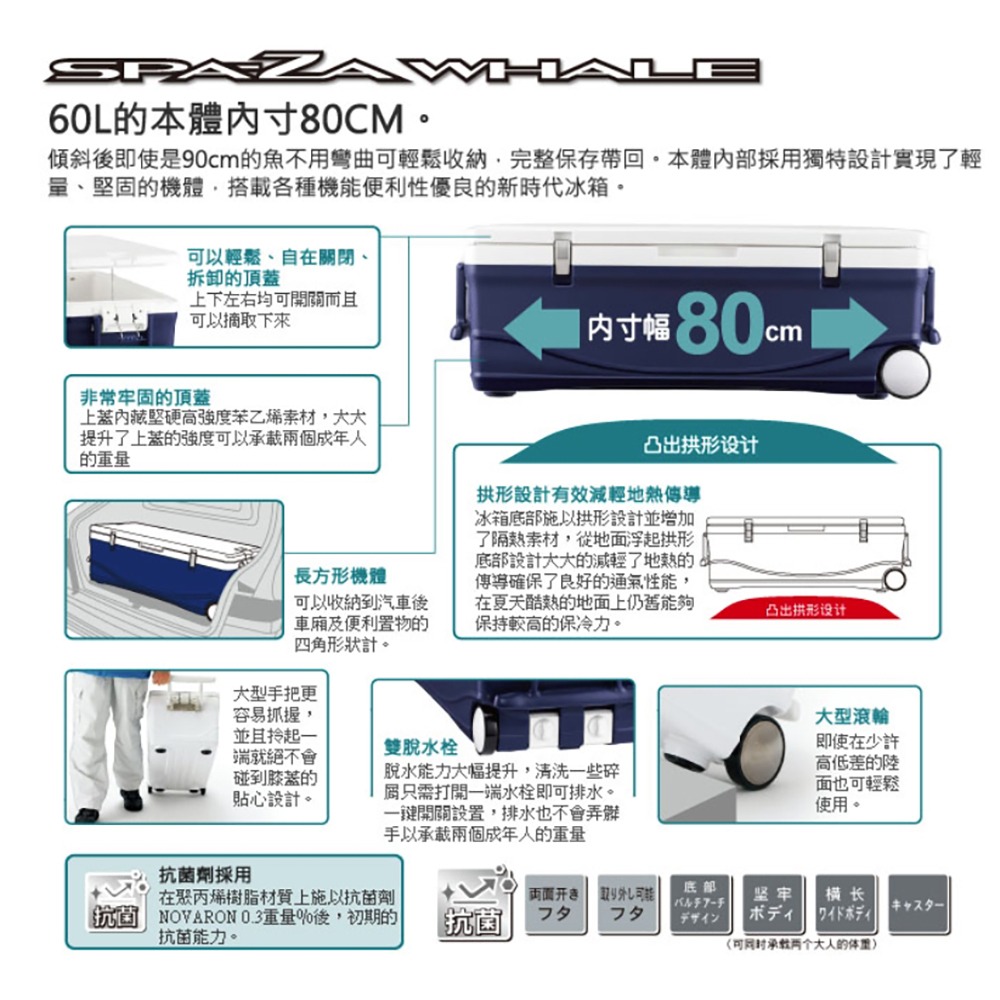 紅海釣具企業社【SHIMANO】 UC-060I 60L 底部一面真空冰箱 保冷保溫-細節圖7
