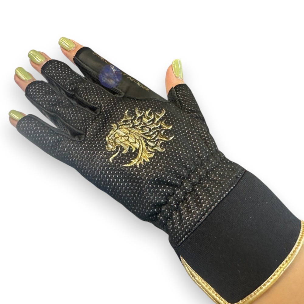 中壢紅海釣具【SUNLINE】SUG-199 黑色 x 獅子金5指釣魚手套-細節圖3