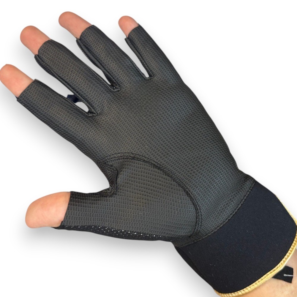 中壢紅海釣具【SUNLINE】SUG-199 黑色 x 獅子金5指釣魚手套-細節圖5