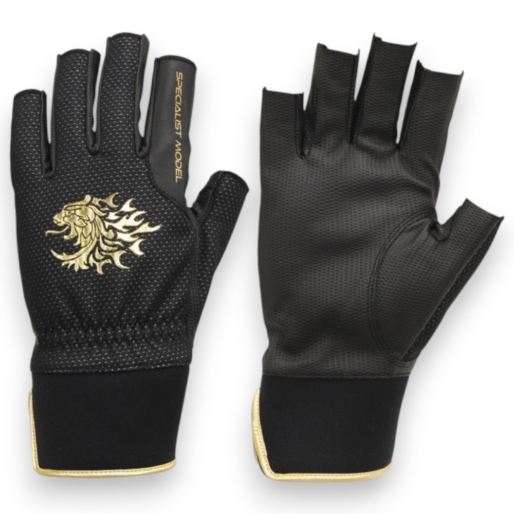 中壢紅海釣具【SUNLINE】SUG-199 黑色 x 獅子金5指釣魚手套-規格圖6