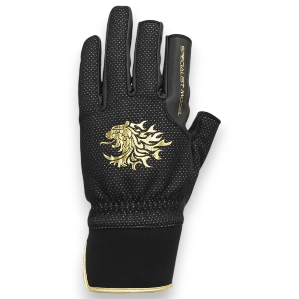 中壢紅海釣具【SUNLINE】SUG-237 黑色 x 獅子金3指釣魚手套-細節圖3