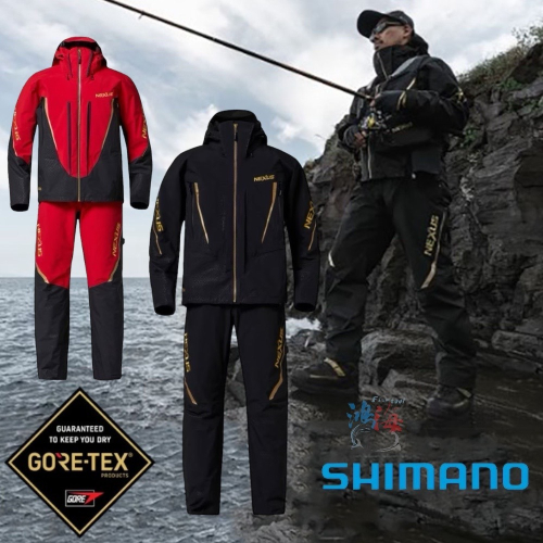 中壢鴻海釣具《SHIMANO》 RA-101X GORE-TEX3層布料 釣魚雨衣套裝