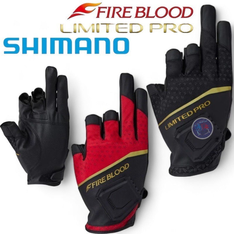 中壢鴻海釣具【SHIMANO】GL-100X LIMITED RPO/FIRE BLOOD 吸水速乾三指切釣魚手套-細節圖2
