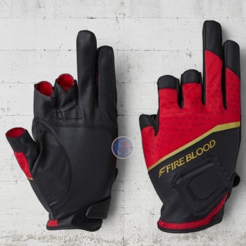 中壢鴻海釣具【SHIMANO】GL-100X LIMITED RPO/FIRE BLOOD 吸水速乾三指切釣魚手套-細節圖4