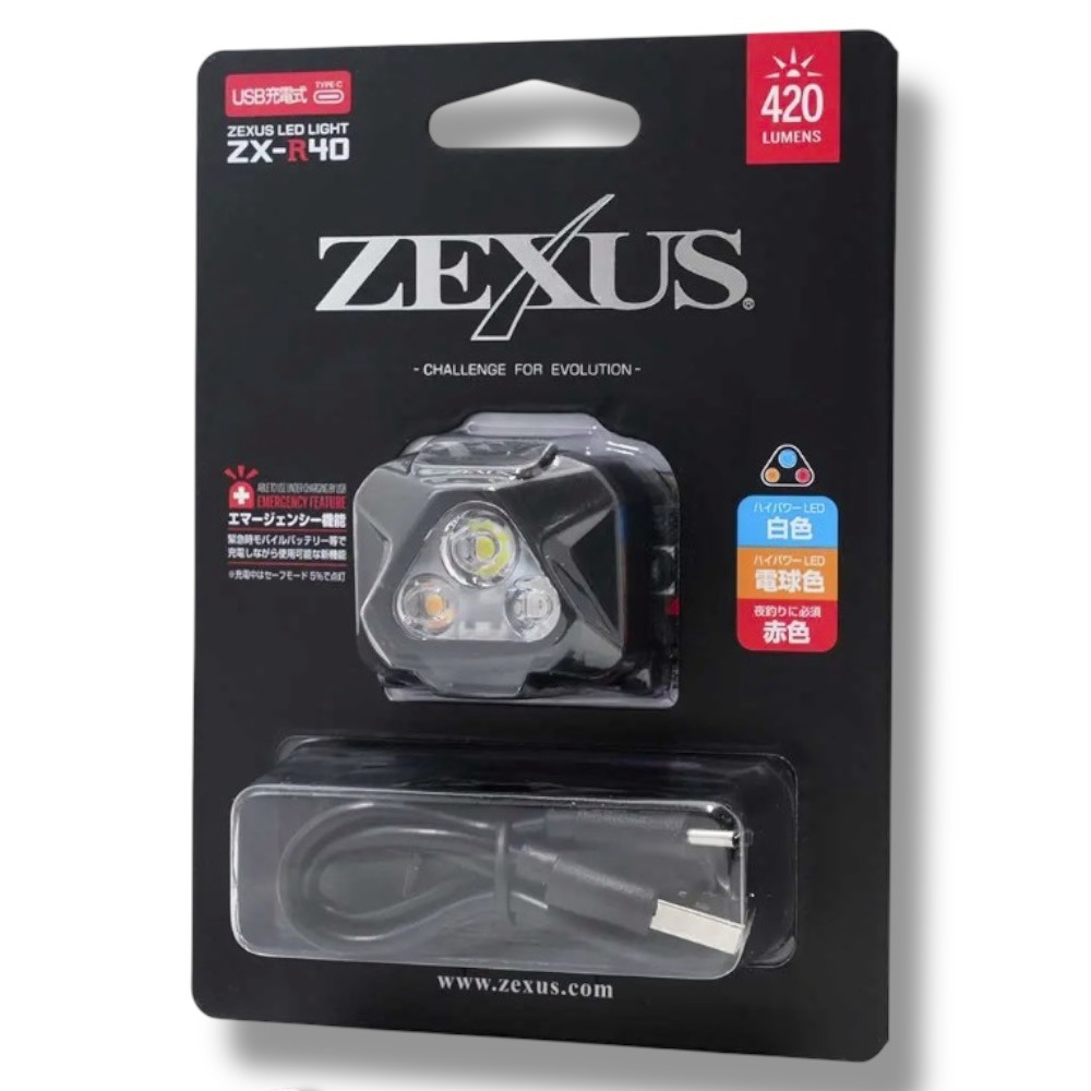 紅海釣具企業社【FUJI-TOKI】ZEXUS 富士燈器  ZX-R40 420流明 充電式頭燈-細節圖2