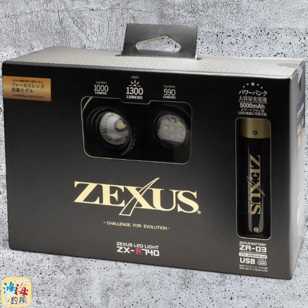 中壢鴻海釣具【ZEXUS】 日本 富士燈器  ZX-R740 1300流明 USB充電式頭燈 2024年旗艦款-細節圖2