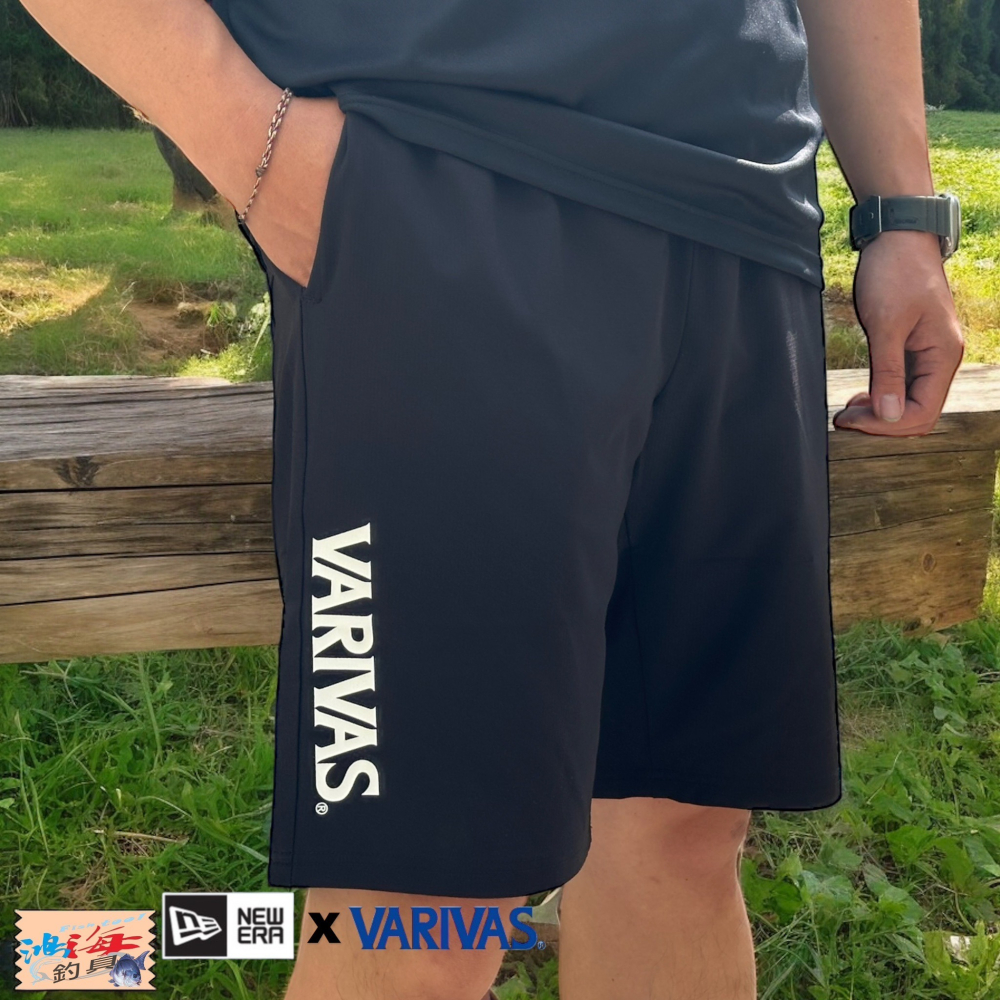 中壢鴻海釣具《VARIVAS》VASS-12 VARIVAS×NEWERA 聯名款黑色吸水速乾防潑水短褲-細節圖2