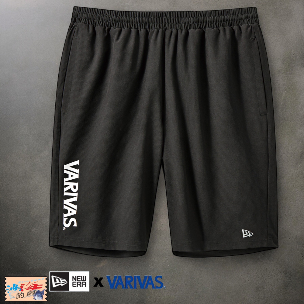 中壢鴻海釣具《VARIVAS》VASS-12 VARIVAS×NEWERA 聯名款黑色吸水速乾防潑水短褲-細節圖3