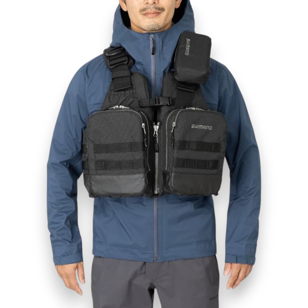 中壢紅海釣具【SHIMANO】VF-274W 黑色浮力釣魚背心 路亞救生背心-細節圖2