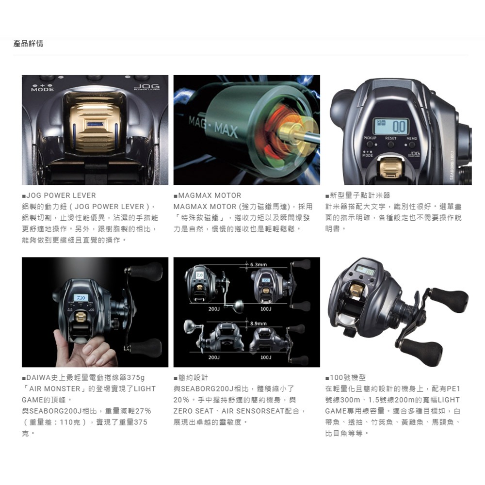 中壢鴻海釣具《DAIWA》 SEABORG 100J 100L-L電動捲線器-細節圖9