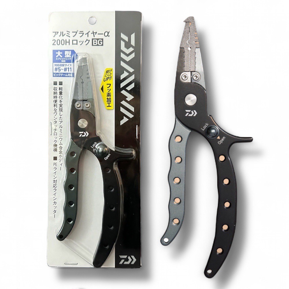 中壢鴻海釣具【DAIWA】アルミプライヤーα２００Ｈ　ロック　ＢＧ 路亞鉗-細節圖2