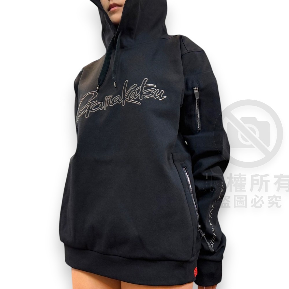 中壢鴻海釣具【gamakatsu】 GM-3755 刺繡logo保暖連帽運動衫 (24秋冬款)-細節圖2