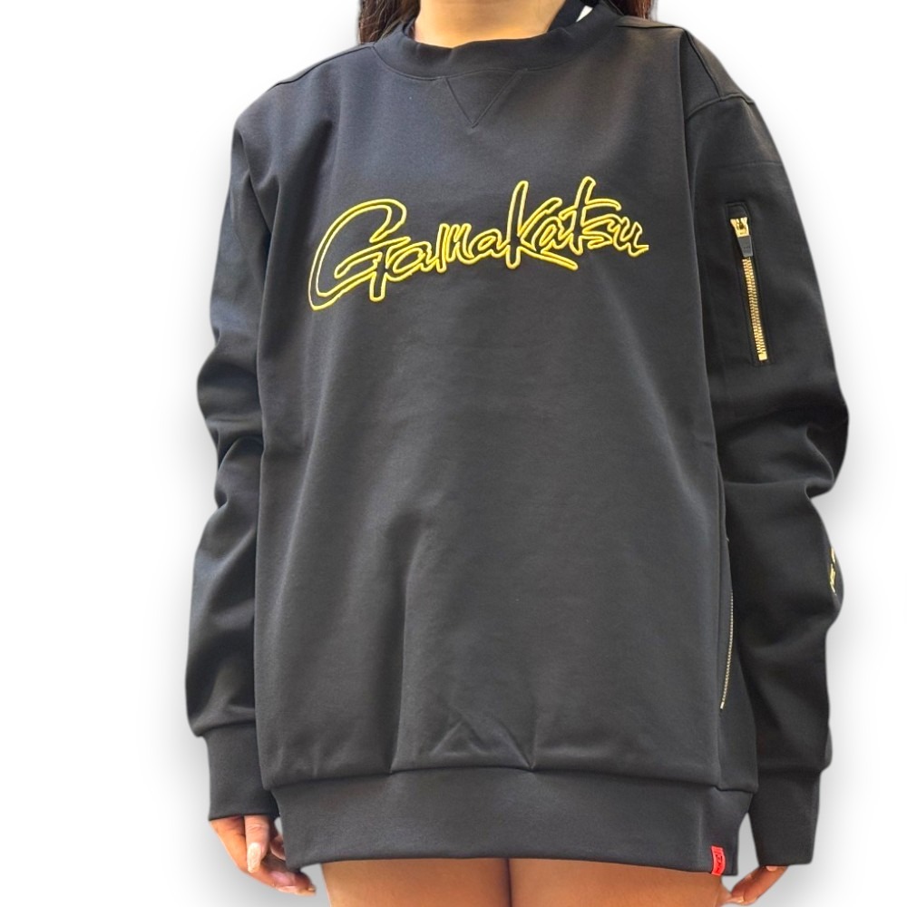 中壢鴻海釣具【gamakatsu】GM-3756 刺繡logo保暖圓領運動衫 (24秋冬款)-細節圖2
