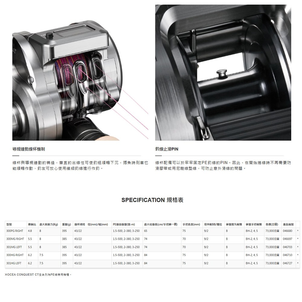 中壢鴻海釣具【SHIMANO】 OCEA CONQUEST CT 捲線器 電子數位碼表兩軸捲線器 (24年款)-細節圖8