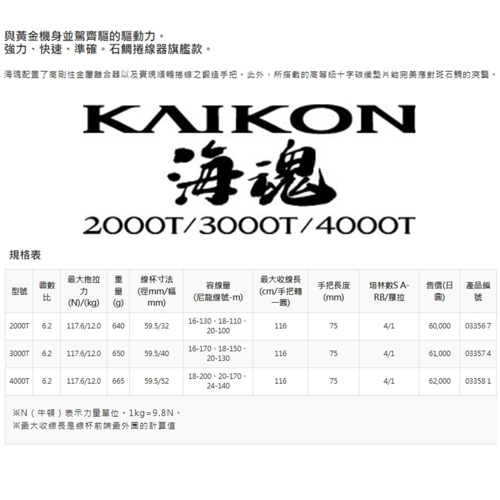 中壢鴻海釣具【SHIMANO】 海魂 KAIKON 石鯛捲  兩軸捲線器-細節圖7