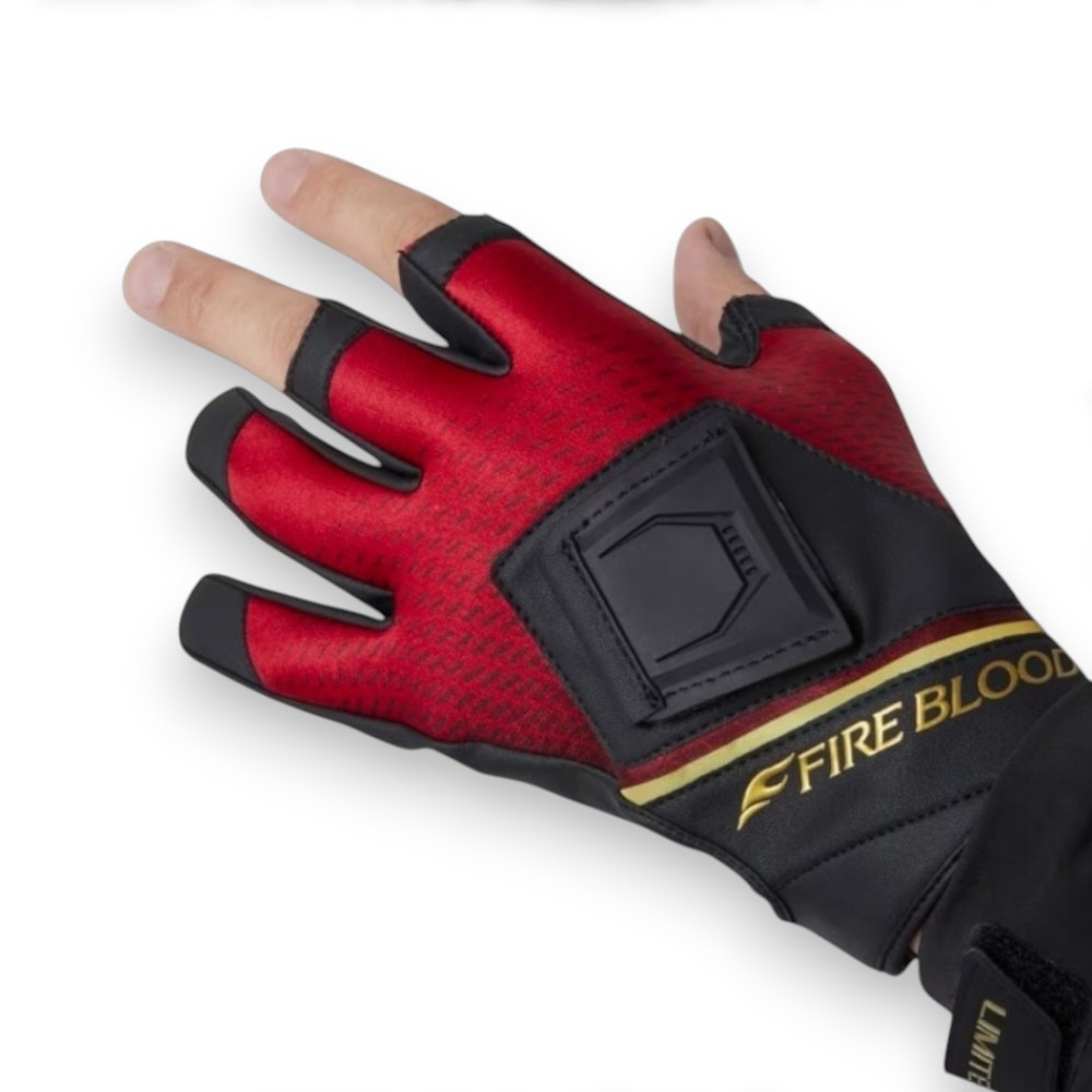中壢鴻海釣具【SHIMANO】GL-110X LIMITED PRO FIRE BLOODL三指切釣魚手套(24秋磯款)-細節圖2
