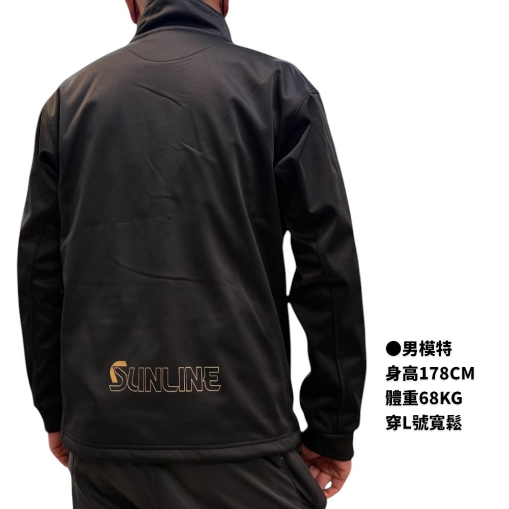 中壢鴻海釣具【SUNLINE】 SUW-02401 黑金色防風抓絨外套 (24年秋磯款)-細節圖5