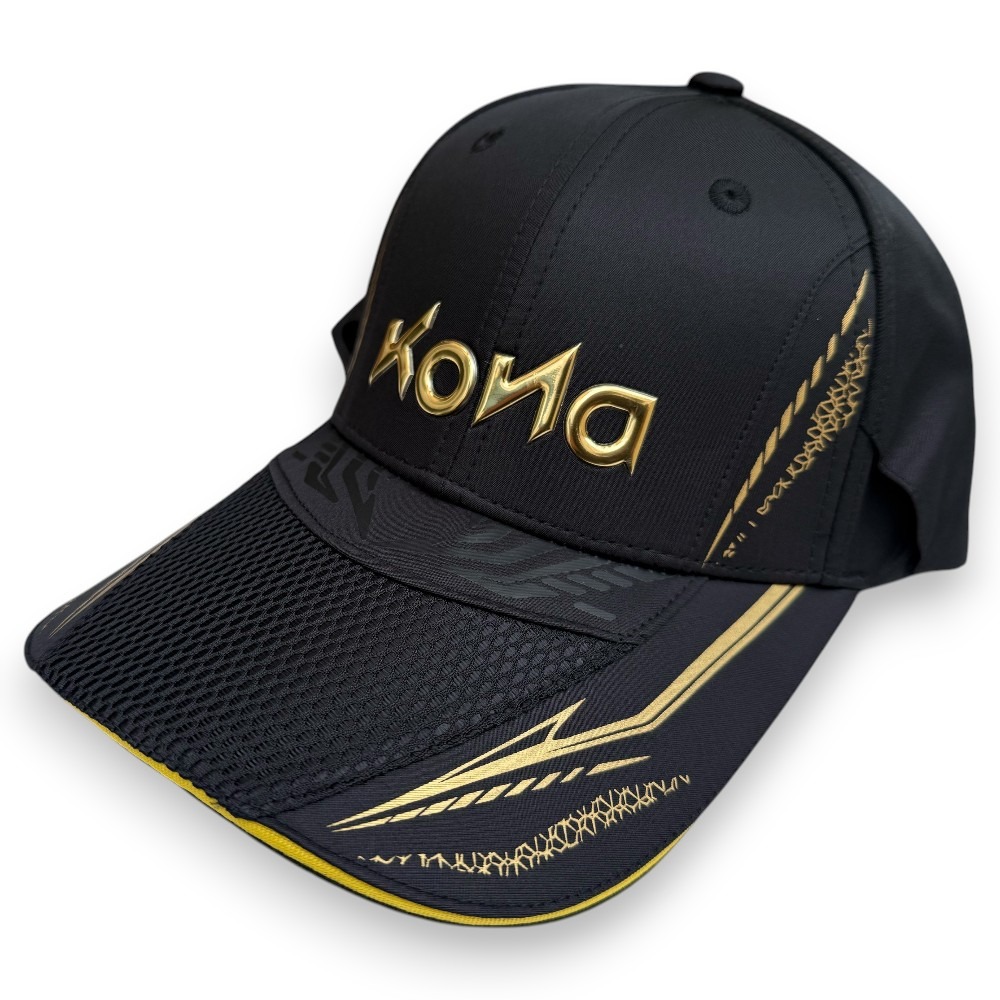 中壢鴻海釣具【KONA】870504 黑色釣魚帽 戶外帽 鴨舌帽 質感黑金運動帽-細節圖2