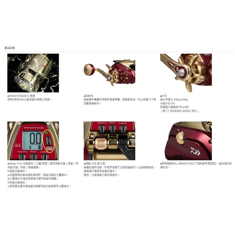 中壢鴻海釣具【DAIWA】 SEABORG G800MJ 電動捲線器(24年款)-細節圖8