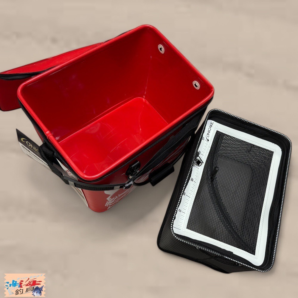 中壢鴻海釣具【ONIGAKE】 YC131G 限量紅色活魚桶#45CM 市場稀有-細節圖5