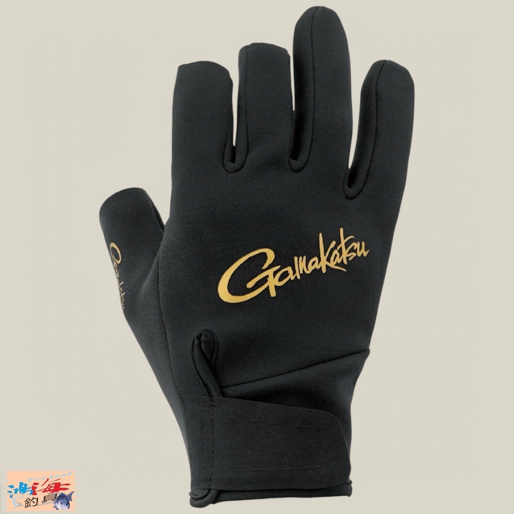 中壢鴻海釣具【gamakatsu】 GM-7301(3本切) 黑色 三指釣魚手套 (24秋冬款)-細節圖2