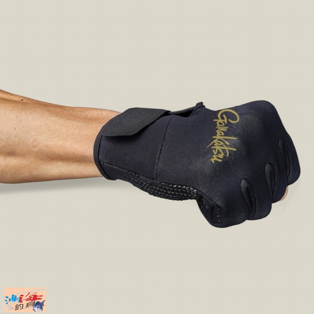 中壢鴻海釣具【gamakatsu】 GM-7301(3本切) 黑色 三指釣魚手套 (24秋冬款)-細節圖4
