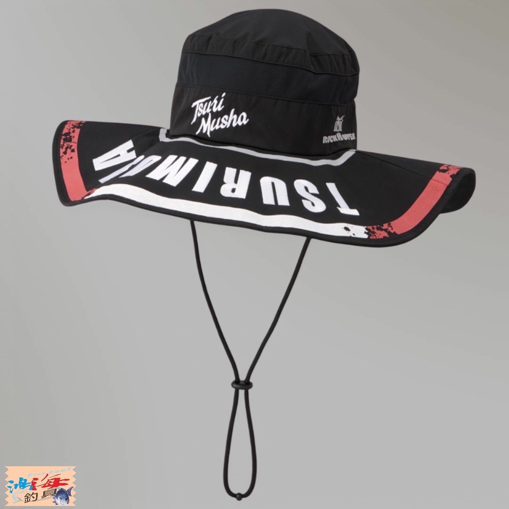 中壢鴻海釣具【TSuriMusha】釣武者 ノッポハット 黑色漁夫帽 遮陽帽-細節圖2