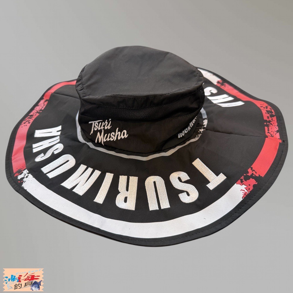中壢鴻海釣具【TSuriMusha】釣武者 ノッポハット 黑色漁夫帽 遮陽帽-細節圖3