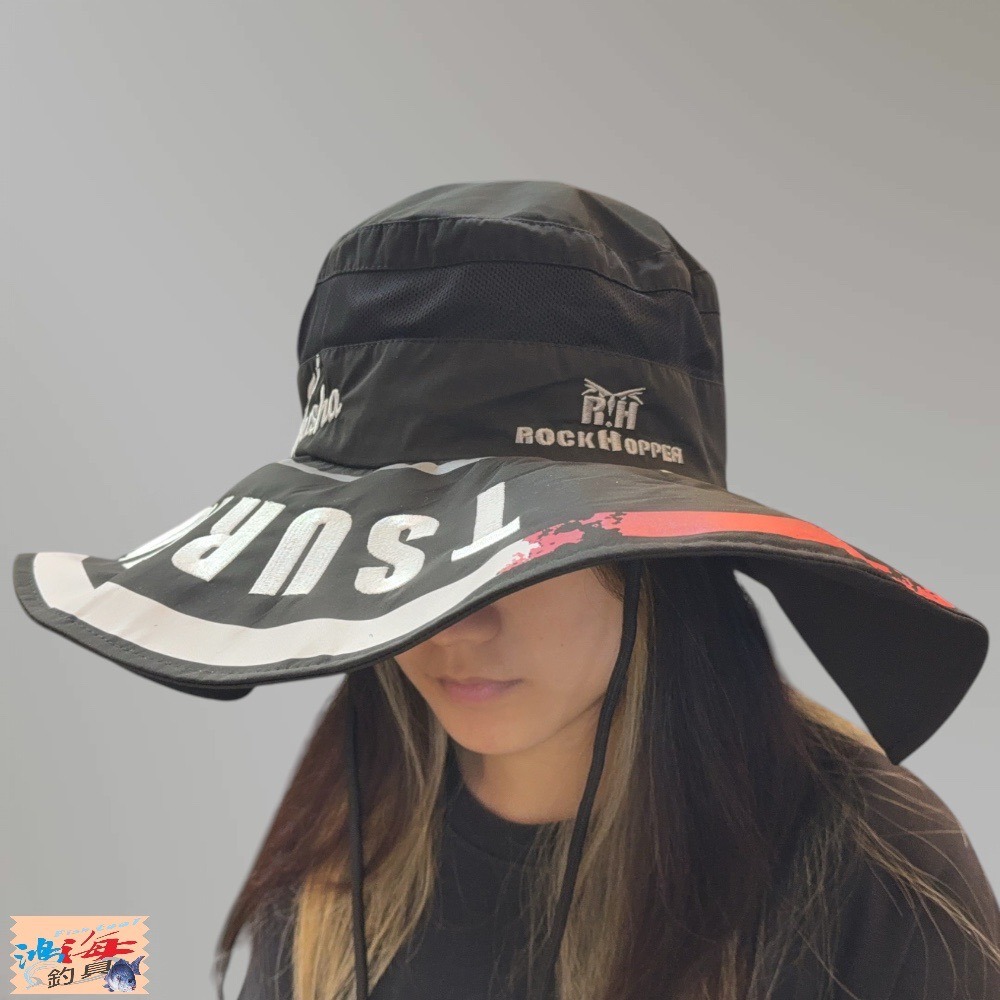 中壢鴻海釣具【TSuriMusha】釣武者 ノッポハット 黑色漁夫帽 遮陽帽-細節圖5